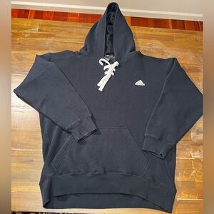 Adidas Hockey Lace Hoodie Black Size Large – Lace-Up Neck, Classic Logo